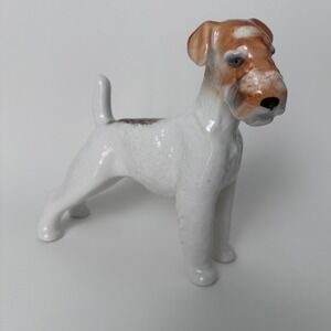 Lomonosov LFZ USSR Porcelain Wire Haired Fox Terrier Dog Figurine Vintage 6.5"